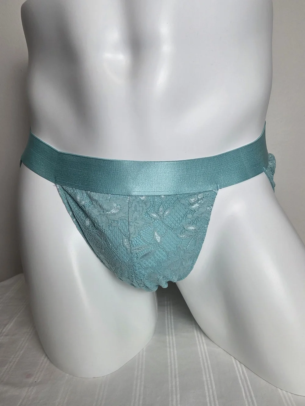 Cosabella Men's Light Teal Briefs with Lace Trim